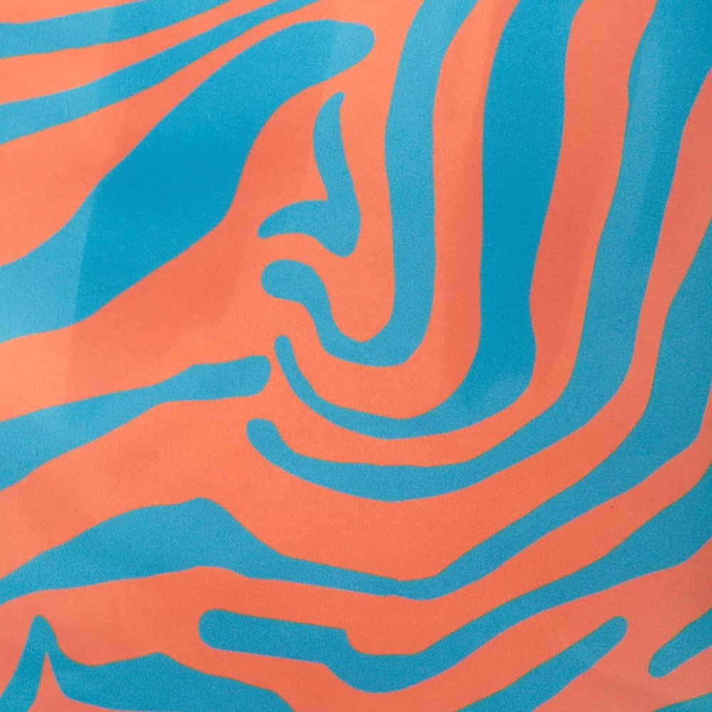 Unu Silk Like Triangle Scarf Blue/Orange Shawl Nwt View 4